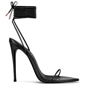 Black Ankle-Tie Stiletto Heel size 8 but fits like a size 7!! Runs small.